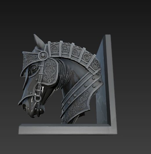 Armored Horse Head Bust Bookend 3D Printable Decorative Model 3D model_16