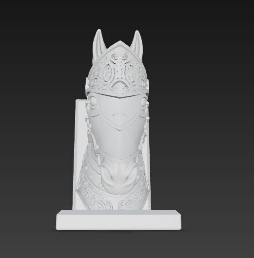 Armored Horse Head Bust Bookend 3D Printable Decorative Model 3D model_10