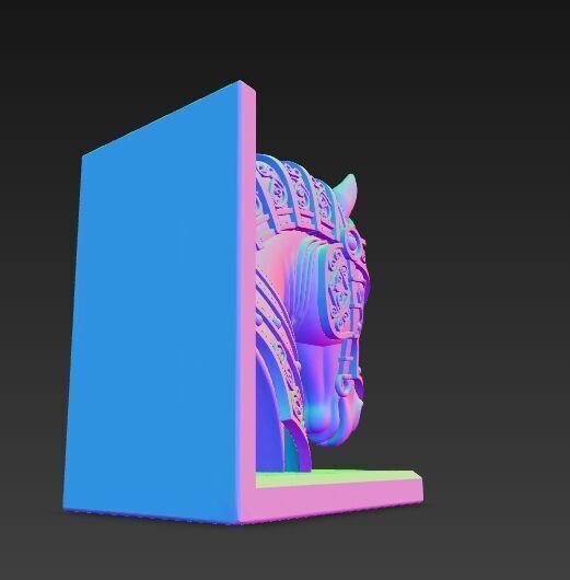 Armored Horse Head Bust Bookend 3D Printable Decorative Model 3D model_21