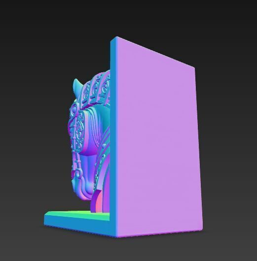 Armored Horse Head Bust Bookend 3D Printable Decorative Model 3D model_22