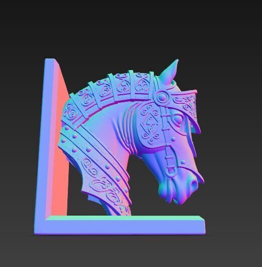 Armored Horse Head Bust Bookend 3D Printable Decorative Model 3D model_20