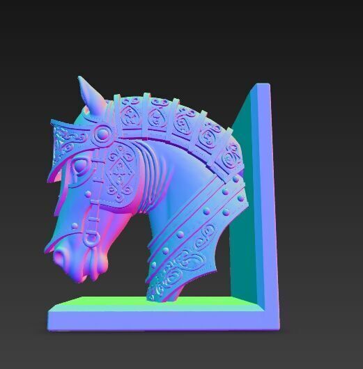 Armored Horse Head Bust Bookend 3D Printable Decorative Model 3D model_2