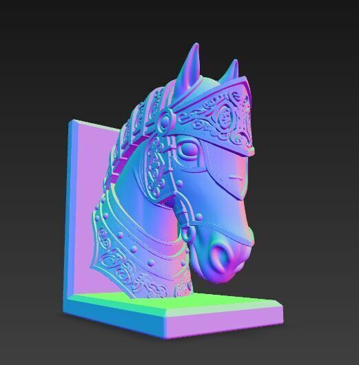 Armored Horse Head Bust Bookend 3D Printable Decorative Model 3D model_4