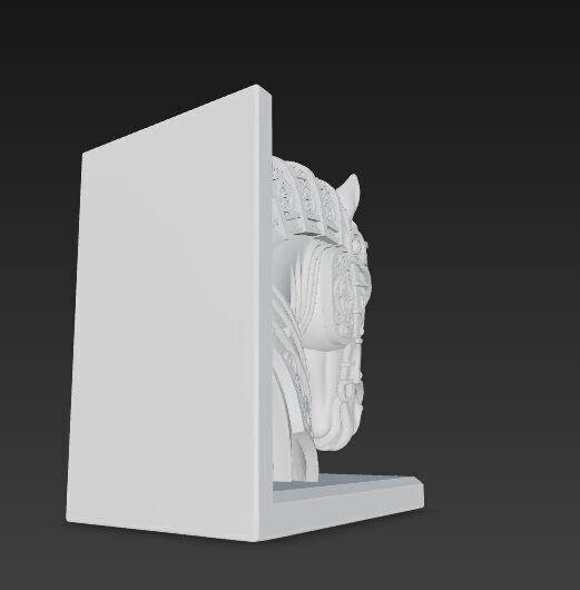 Armored Horse Head Bust Bookend 3D Printable Decorative Model 3D model_7