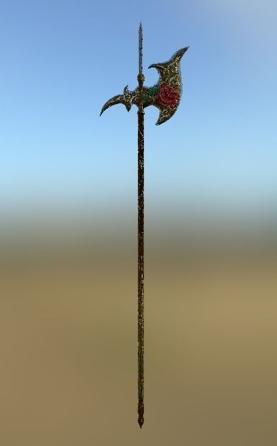 Fantasy halberd Free low-poly 3D model_0