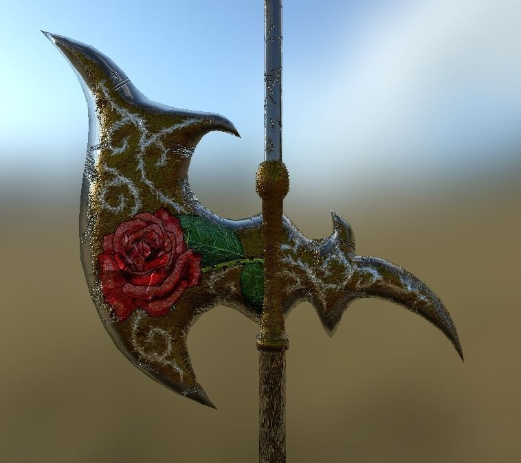Fantasy halberd Free low-poly 3D model_1