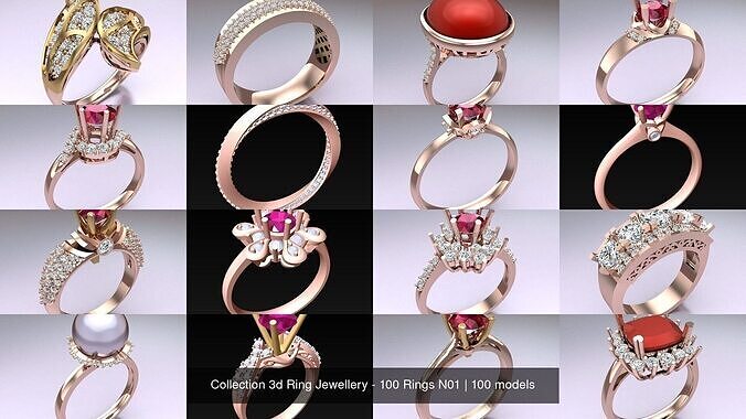 Collection 3d Ring Jewellery - 100 Rings N01 