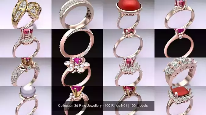 Collection 3d Ring Jewellery - 100 Rings N01 