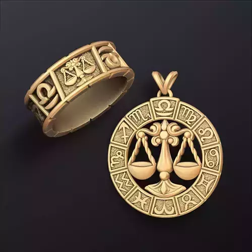 Horoscope Libra Ring Pendant v2 Collection 