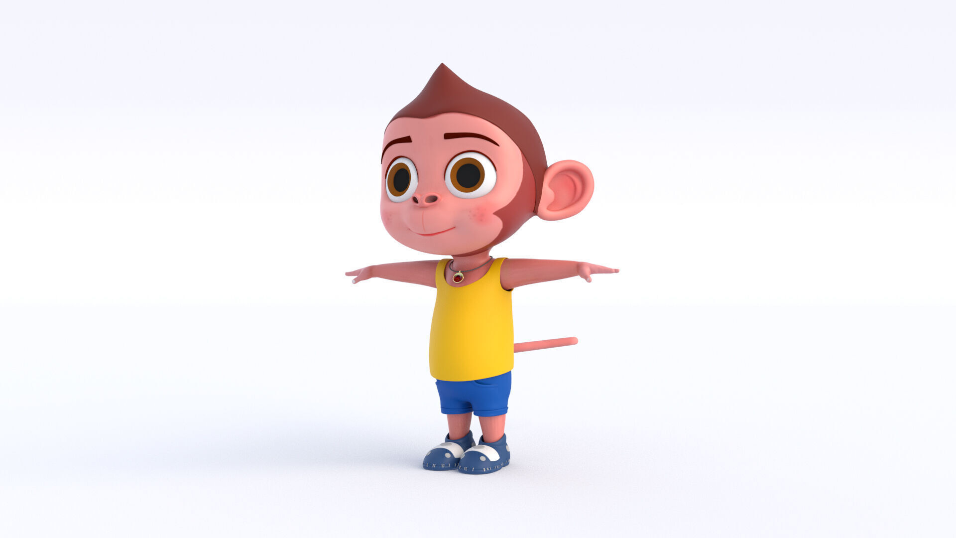Cartoon Monkey Boy Low-poly 3D model_10