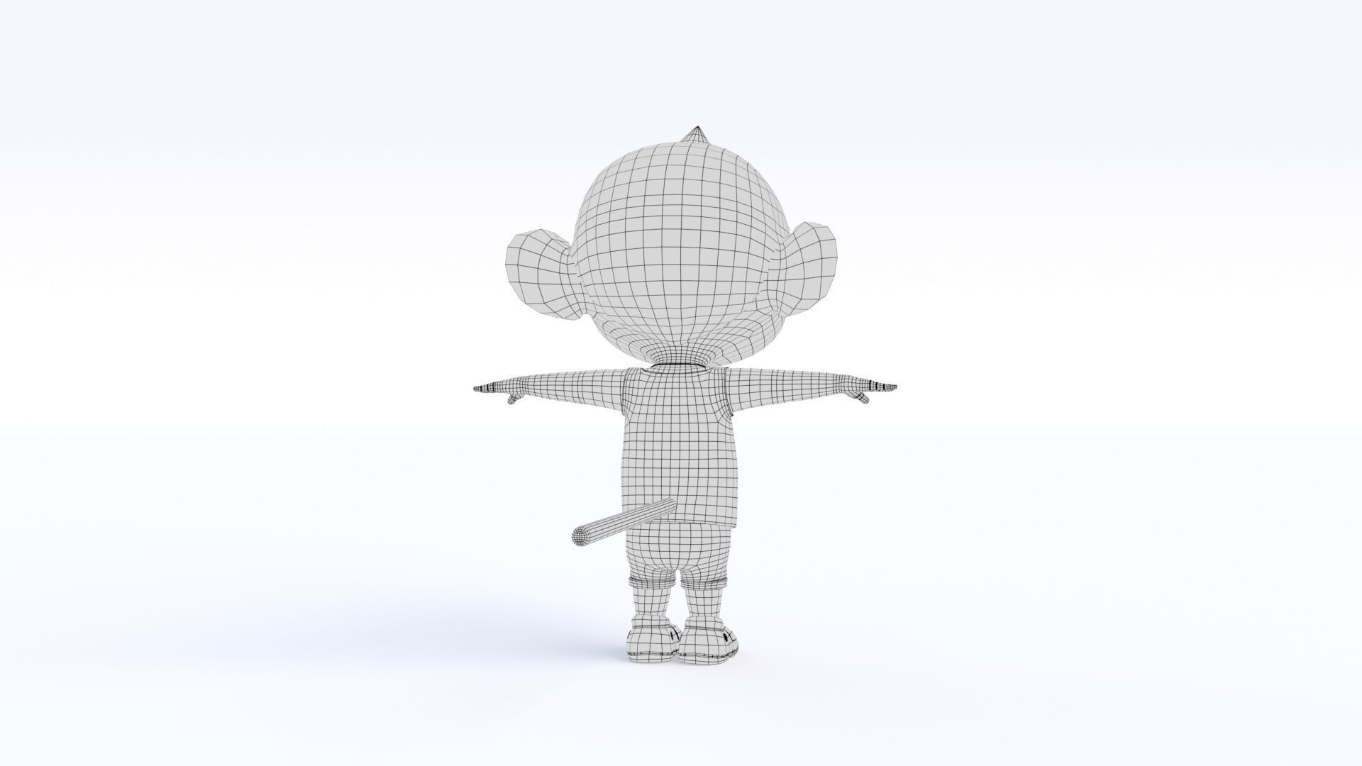 Cartoon Monkey Boy Low-poly 3D model_17