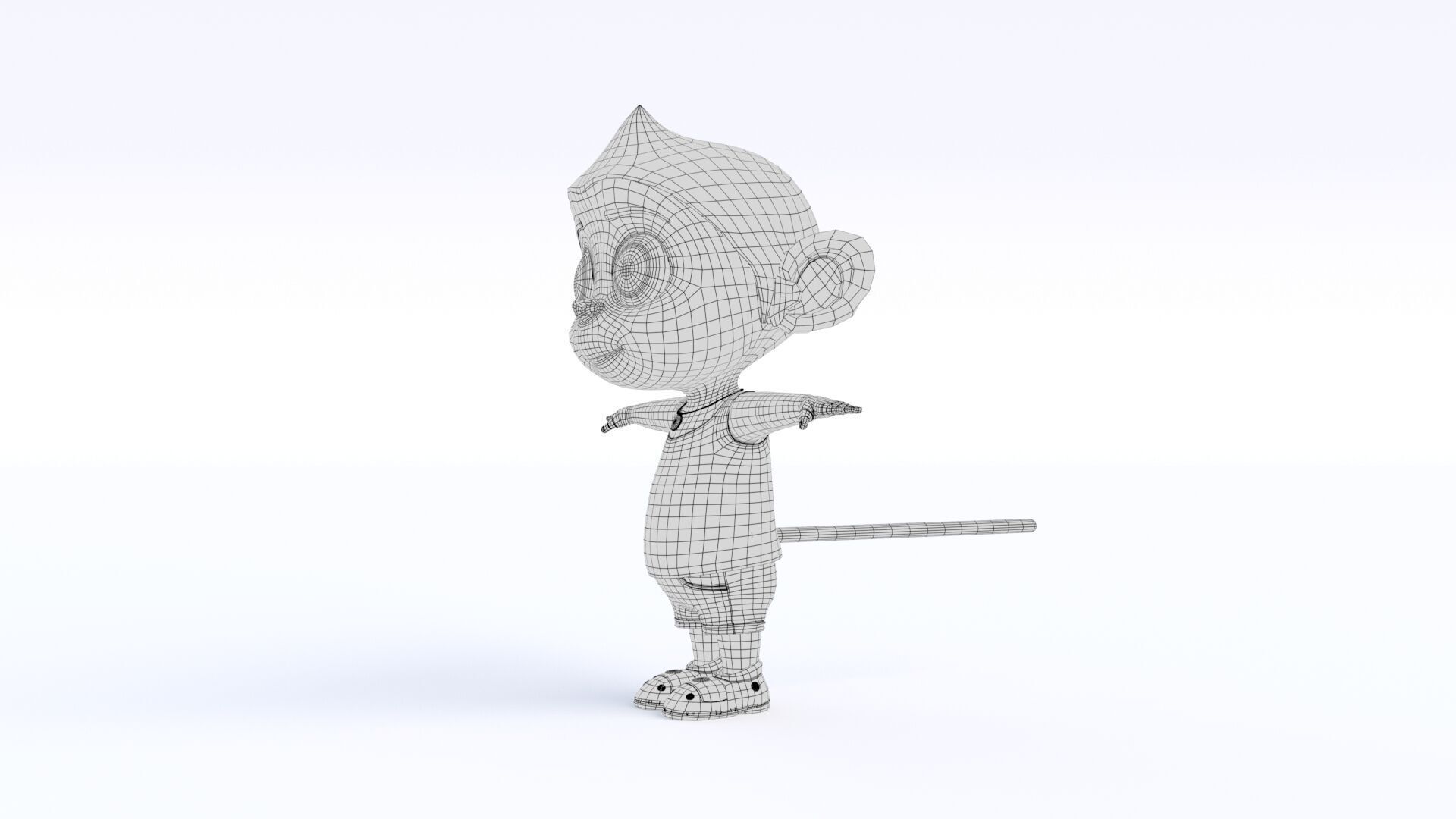 Cartoon Monkey Boy Low-poly 3D model_20