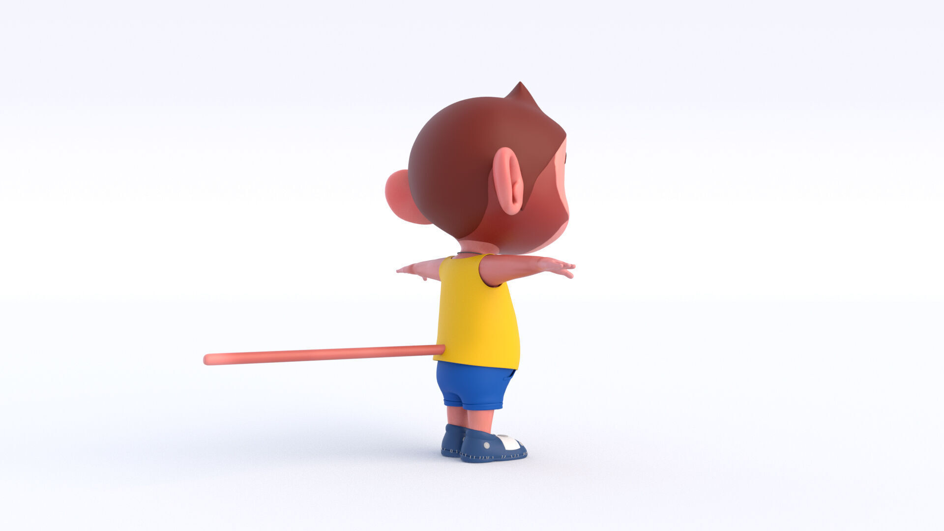 Cartoon Monkey Boy Low-poly 3D model_5