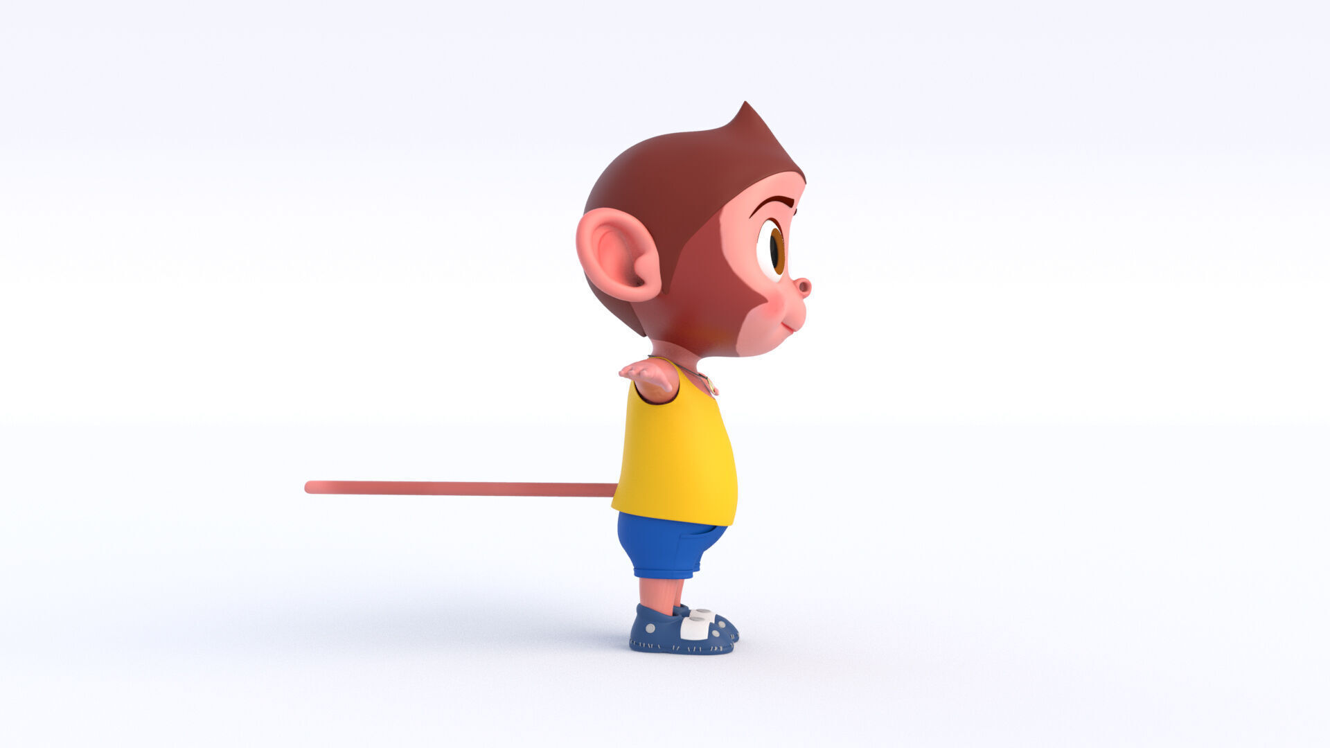 Cartoon Monkey Boy Low-poly 3D model_4