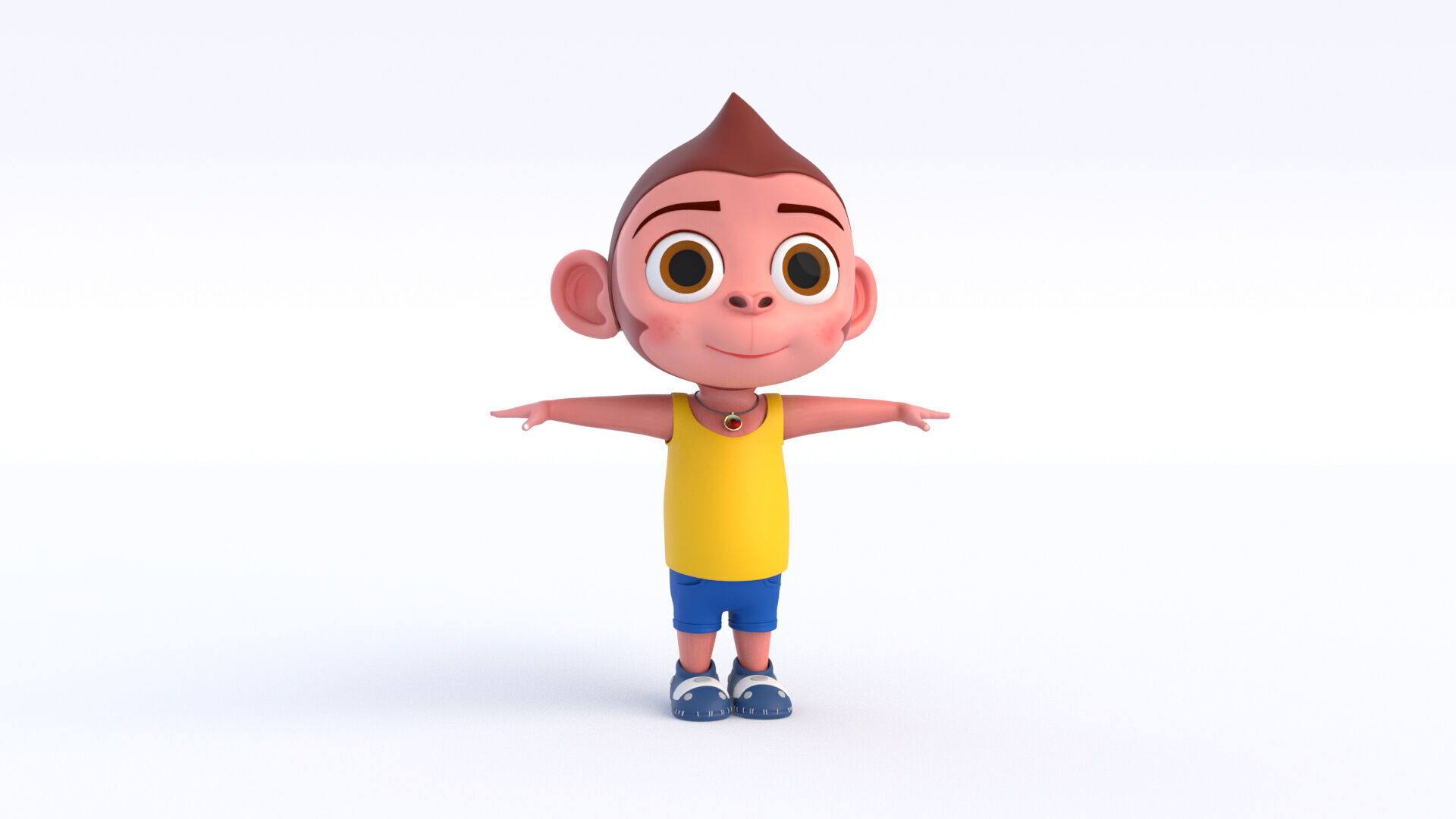 Cartoon Monkey Boy Low-poly 3D model_2
