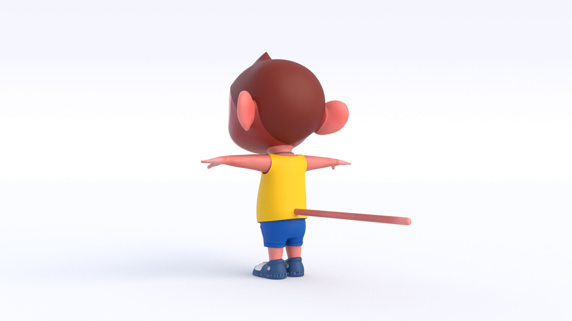 Cartoon Monkey Boy Low-poly 3D model_7