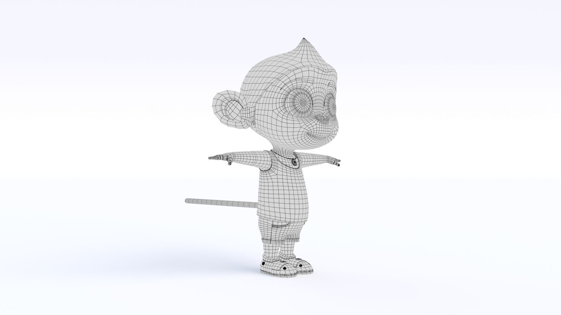 Cartoon Monkey Boy Low-poly 3D model_14