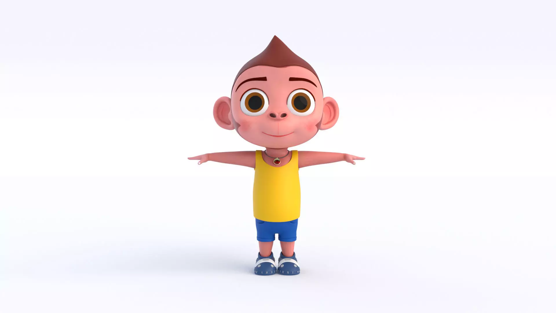 Cartoon Monkey Boy Low-poly 3D model_0