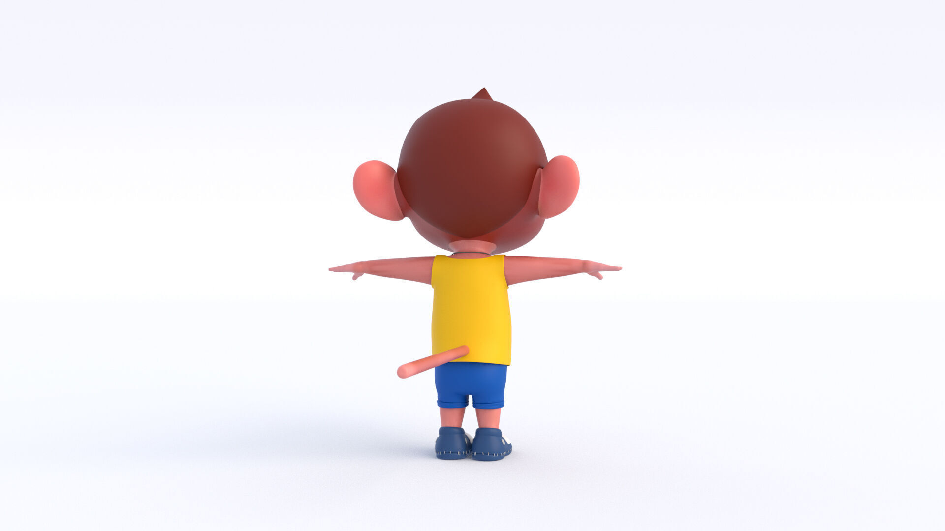 Cartoon Monkey Boy Low-poly 3D model_6