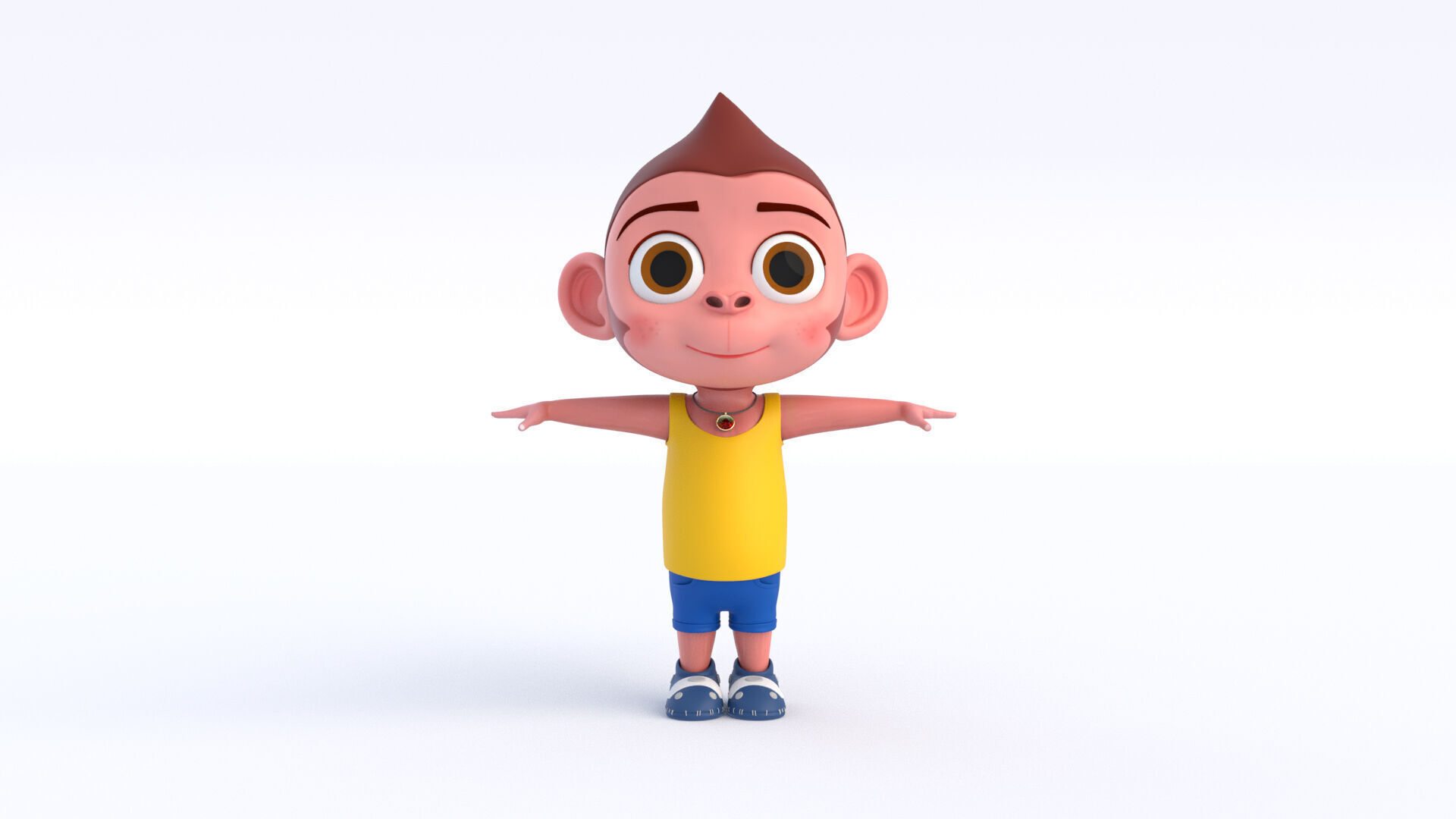 Cartoon Monkey Boy Low-poly 3D model_1