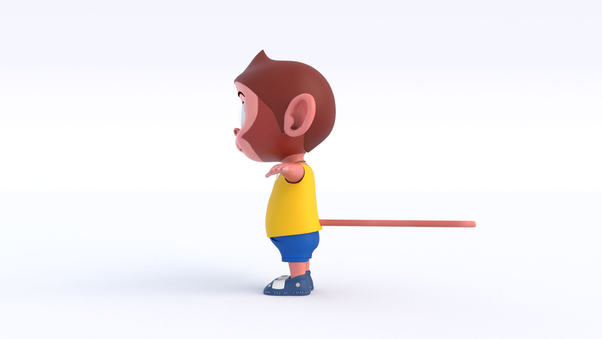 Cartoon Monkey Boy Low-poly 3D model_8