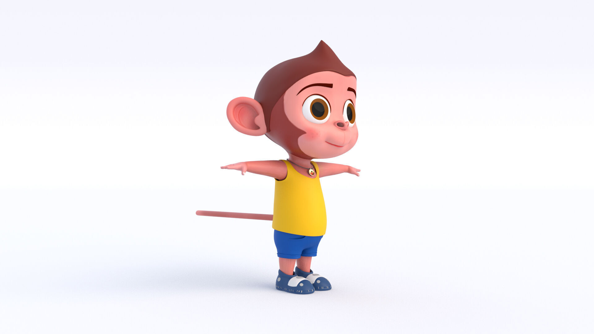 Cartoon Monkey Boy Low-poly 3D model_3