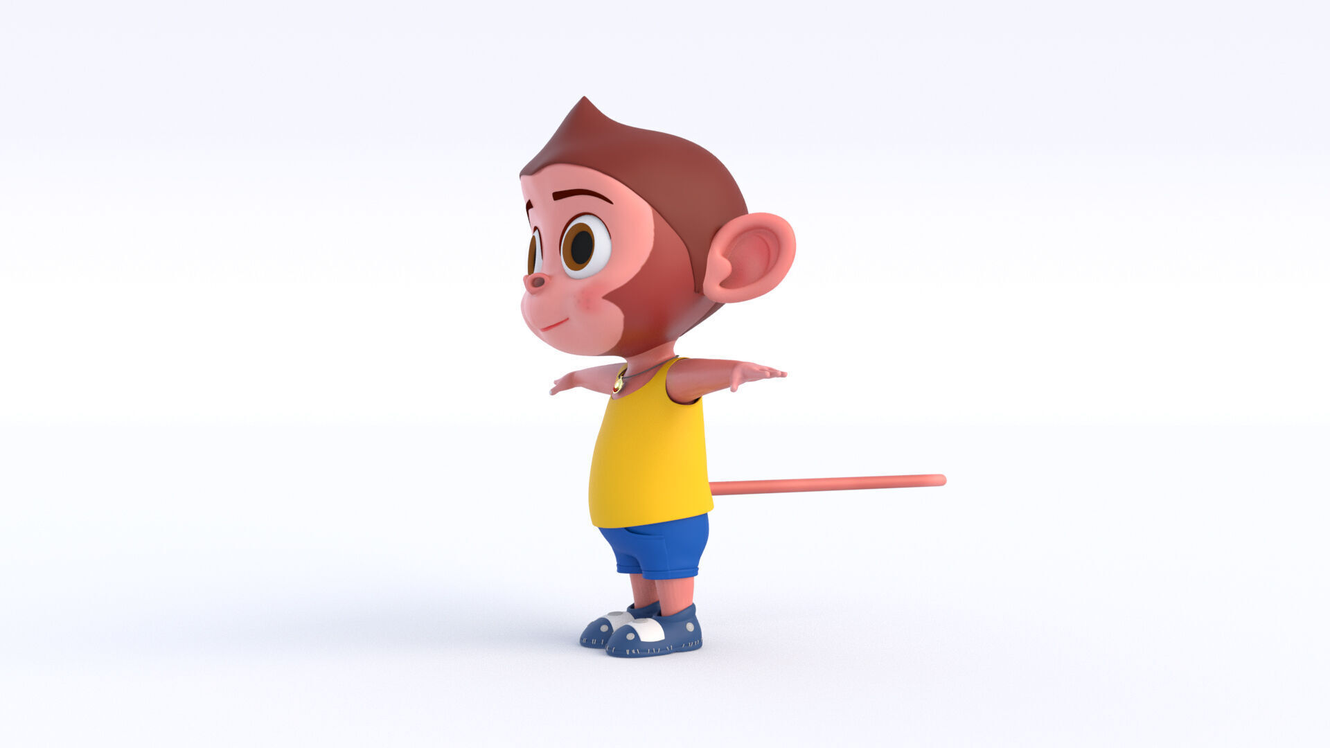 Cartoon Monkey Boy Low-poly 3D model_9