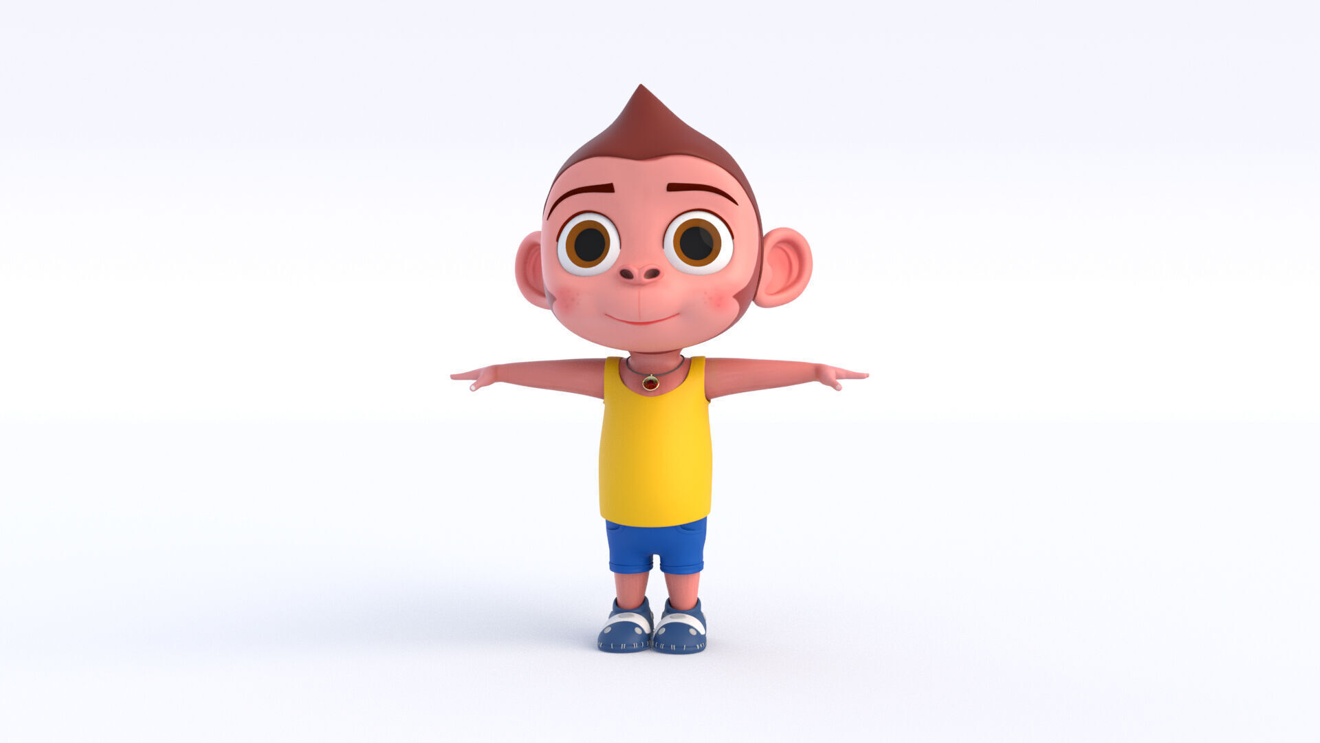 Cartoon Monkey Boy Low-poly 3D model_11