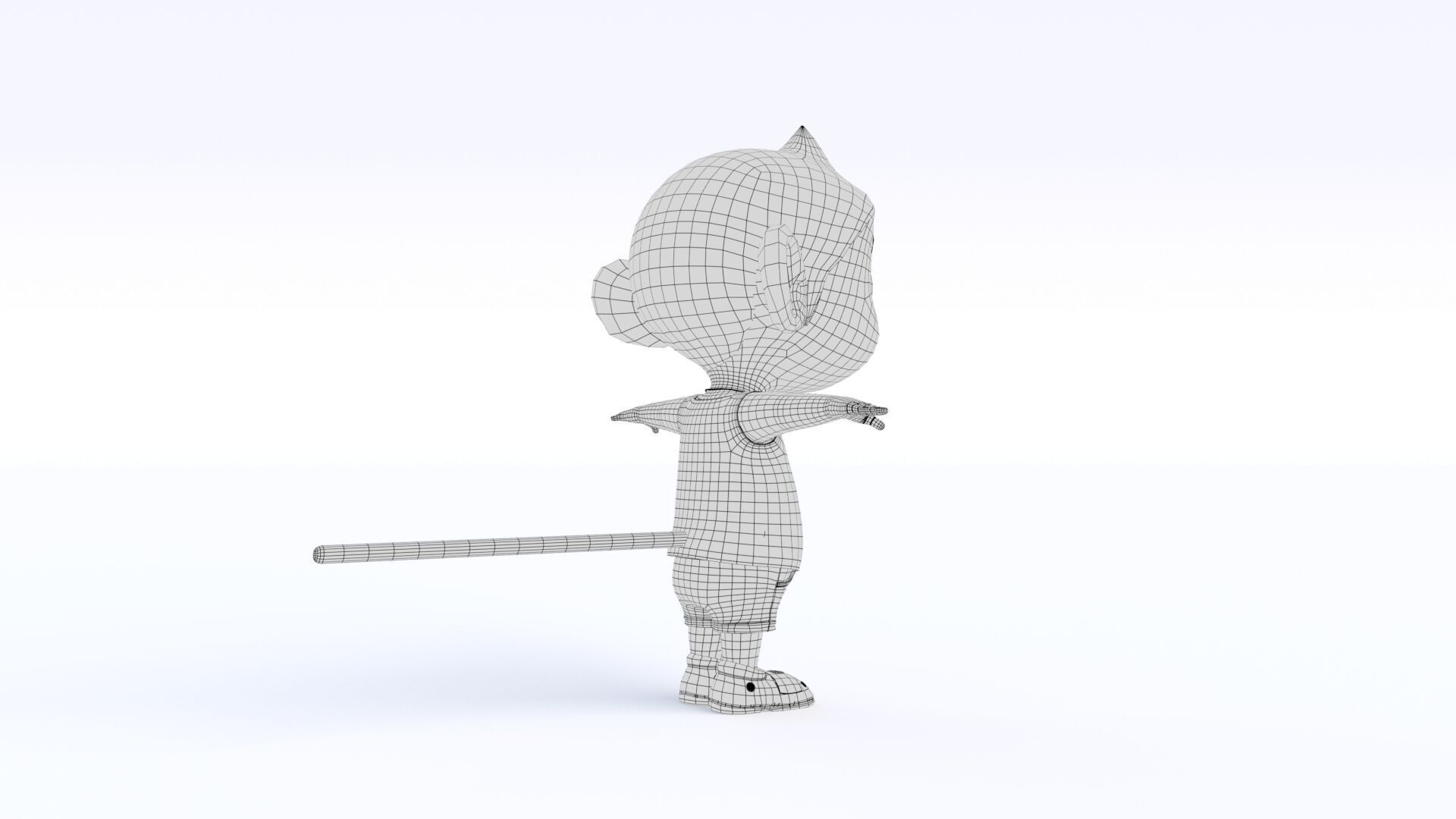 Cartoon Monkey Boy Low-poly 3D model_16