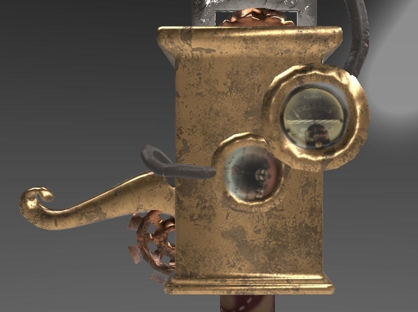 Steampunk sword Low-poly 3D model_1