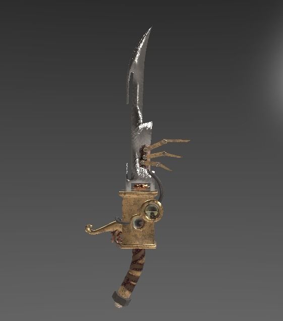 Steampunk sword Low-poly 3D model_0
