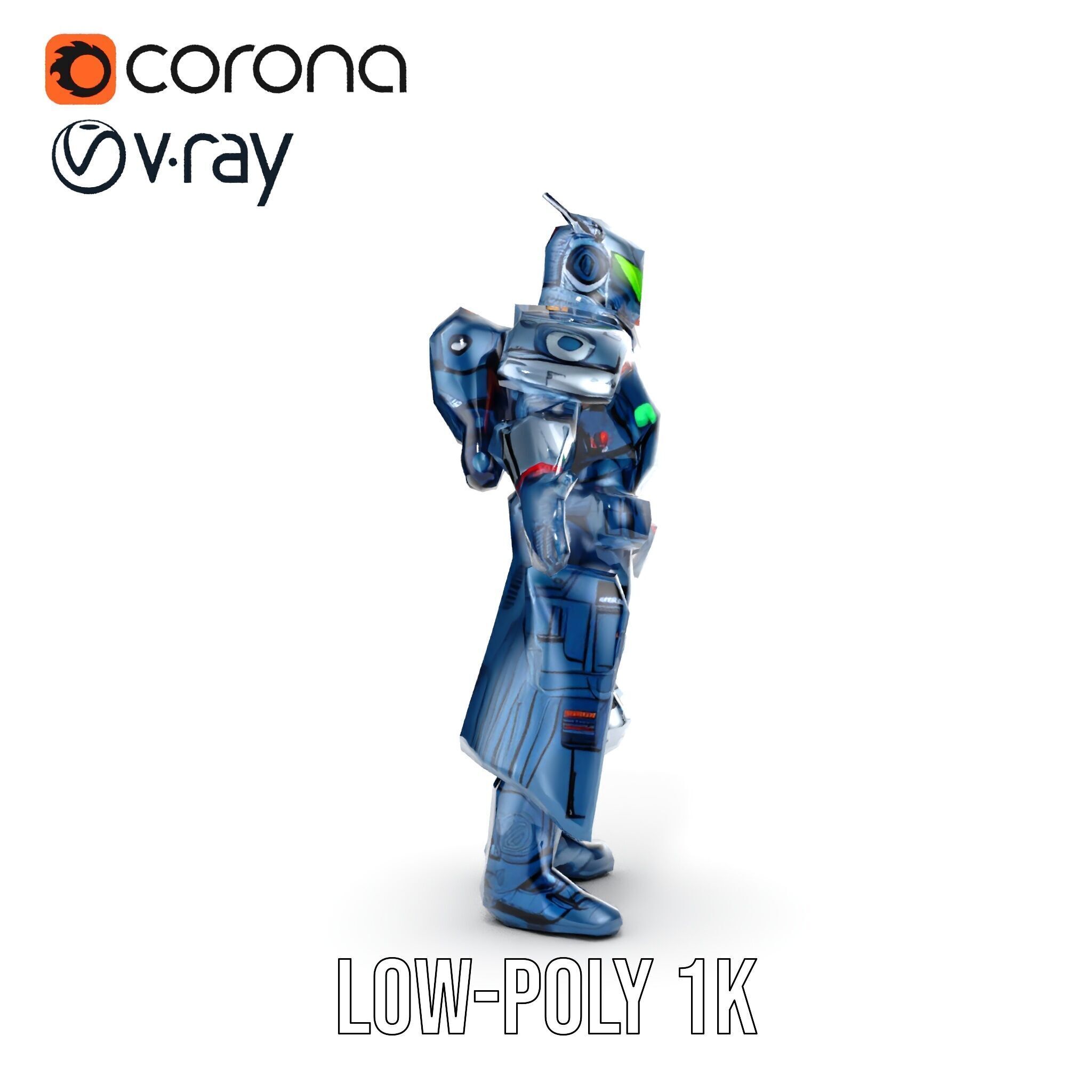 Futuristic Armored Soldier Rigged and Animated Character Model Low-poly 3D model_26