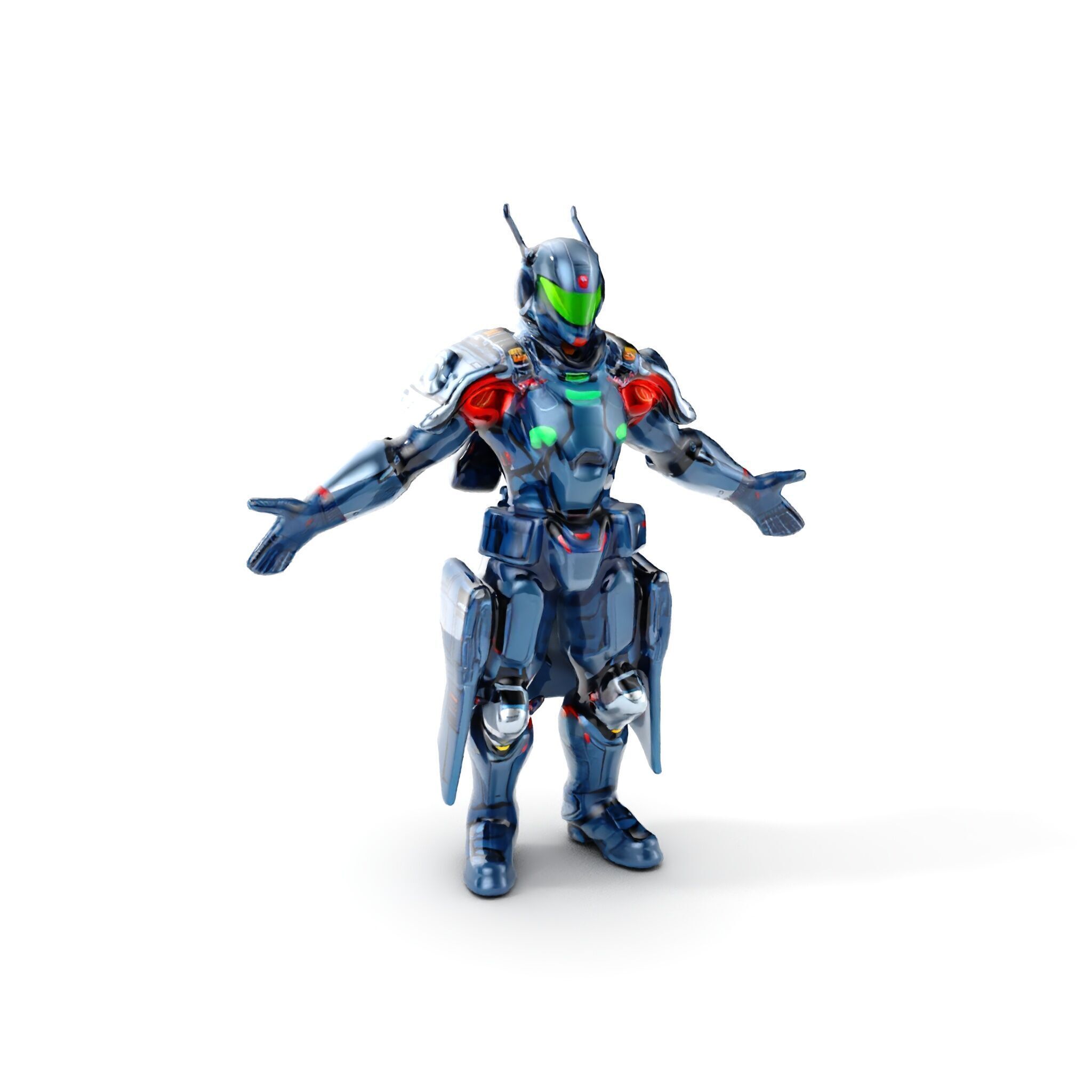 Futuristic Armored Soldier Rigged and Animated Character Model Low-poly 3D model_15