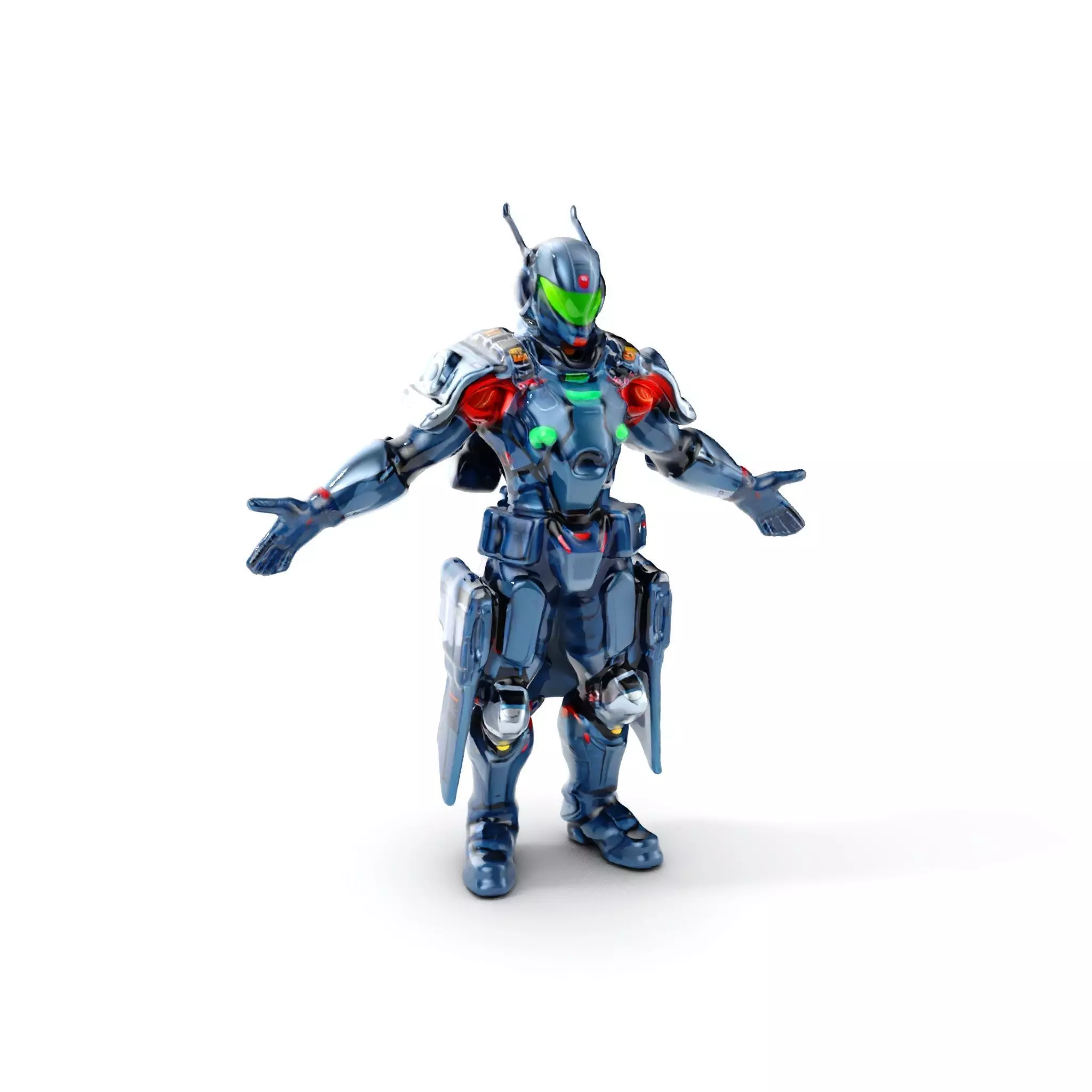 Futuristic Armored Soldier Rigged and Animated Character Model Low-poly 3D model_0