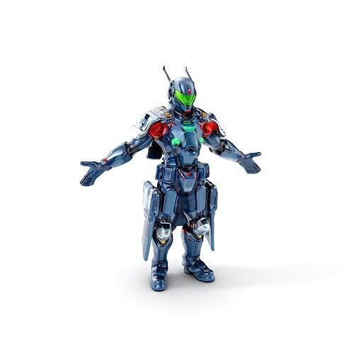 Futuristic Armored Soldier Rigged and Animated Character Model Low-poly 3D model