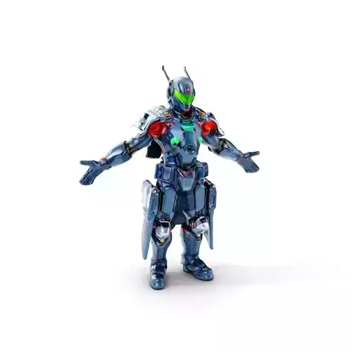 Futuristic Armored Soldier Rigged and Animated Character Model Low-poly 3D model