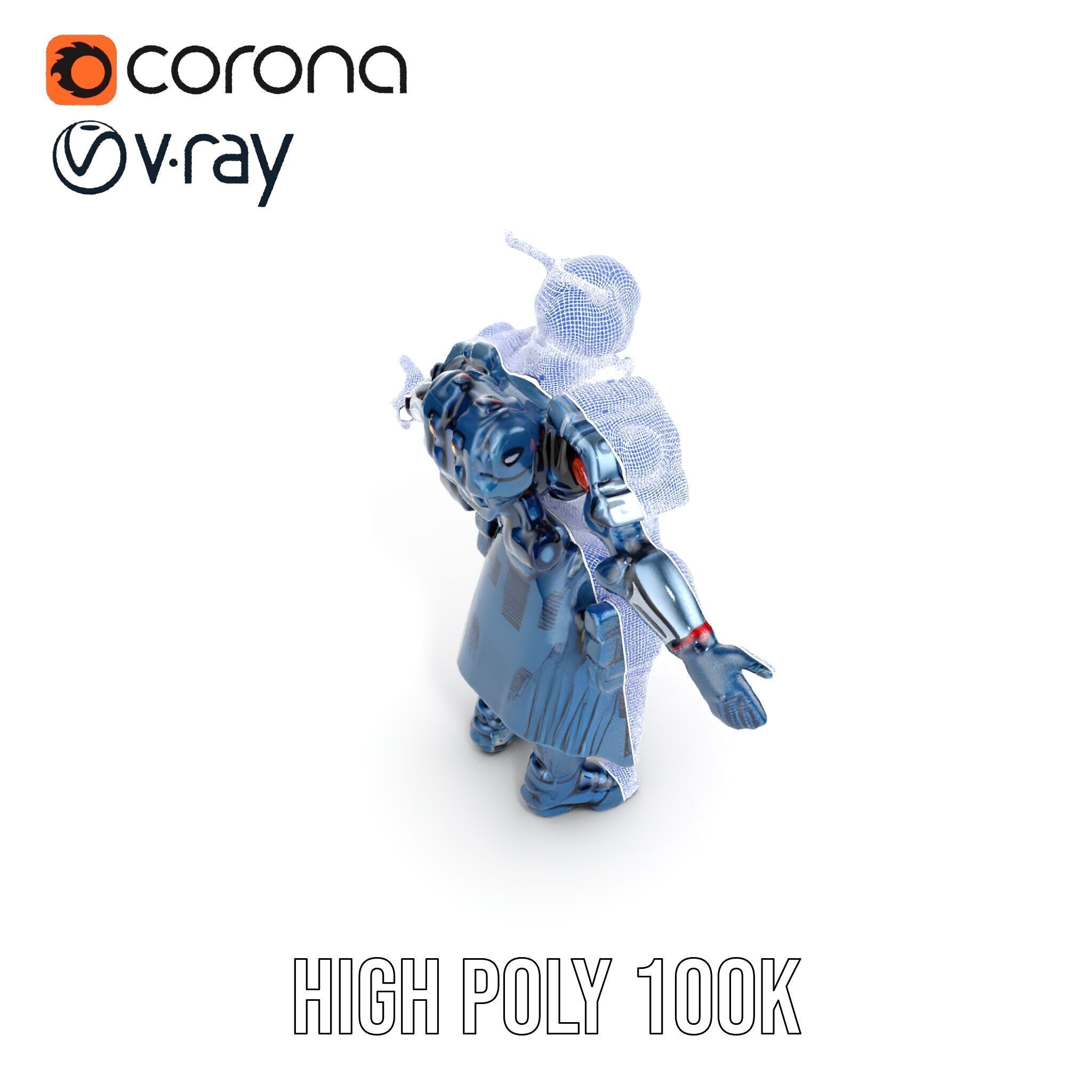 Futuristic Armored Soldier Rigged and Animated Character Model Low-poly 3D model_36