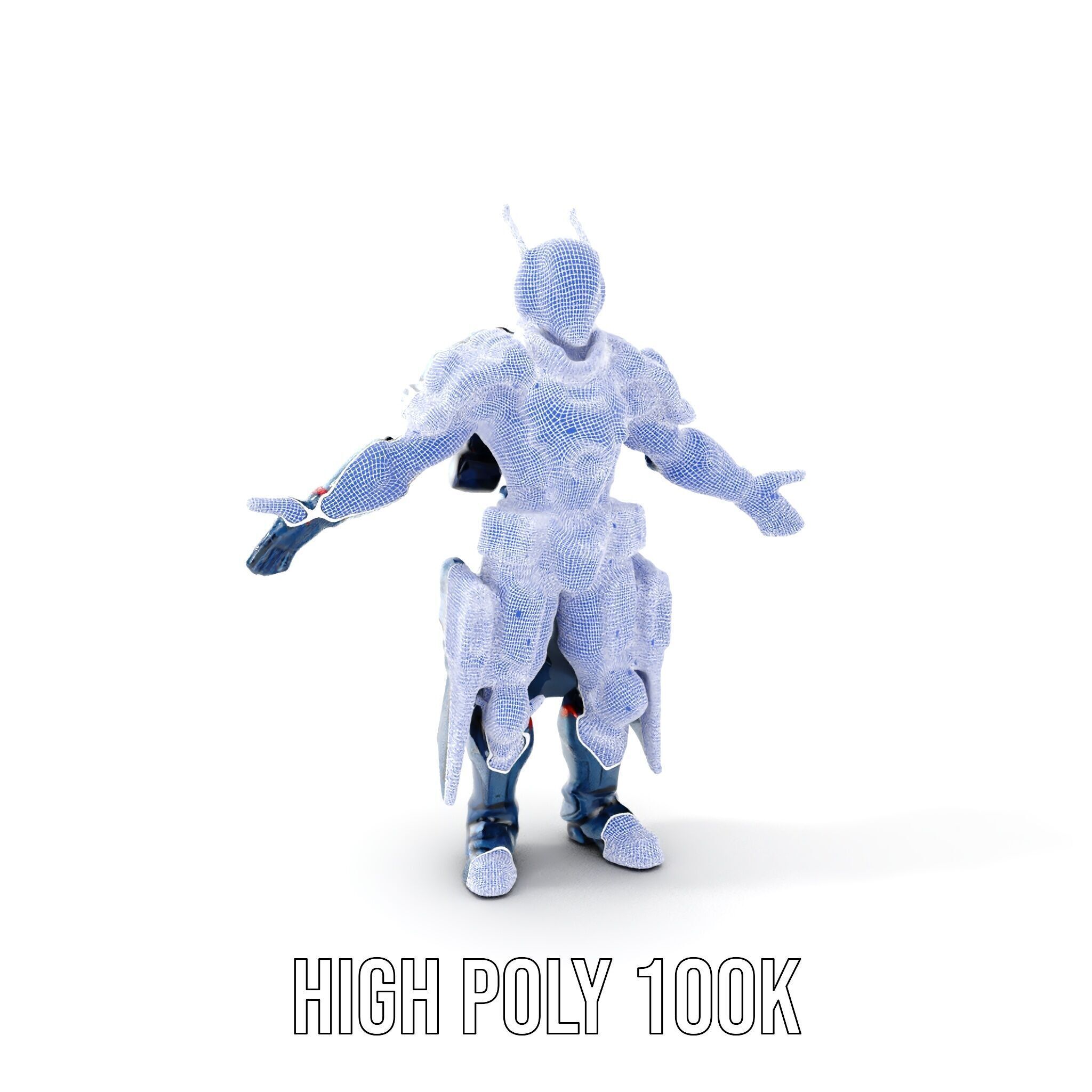 Futuristic Armored Soldier Rigged and Animated Character Model Low-poly 3D model_5
