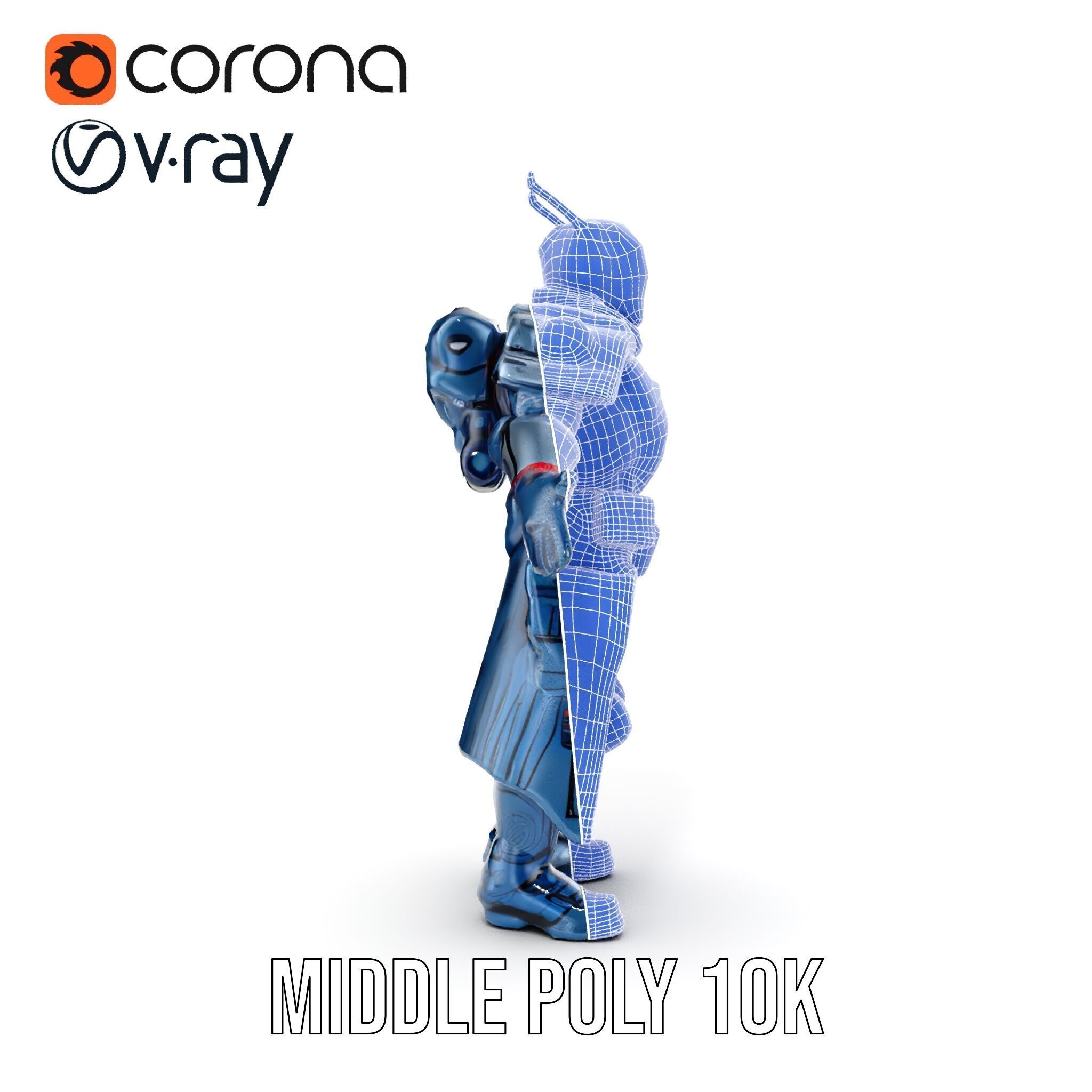 Futuristic Armored Soldier Rigged and Animated Character Model Low-poly 3D model_25