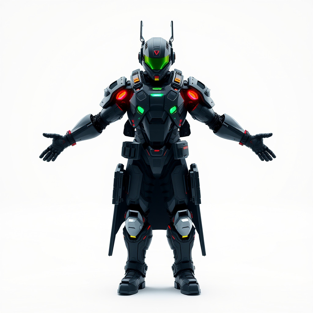 Futuristic Armored Soldier Rigged and Animated Character Model Low-poly 3D model_3