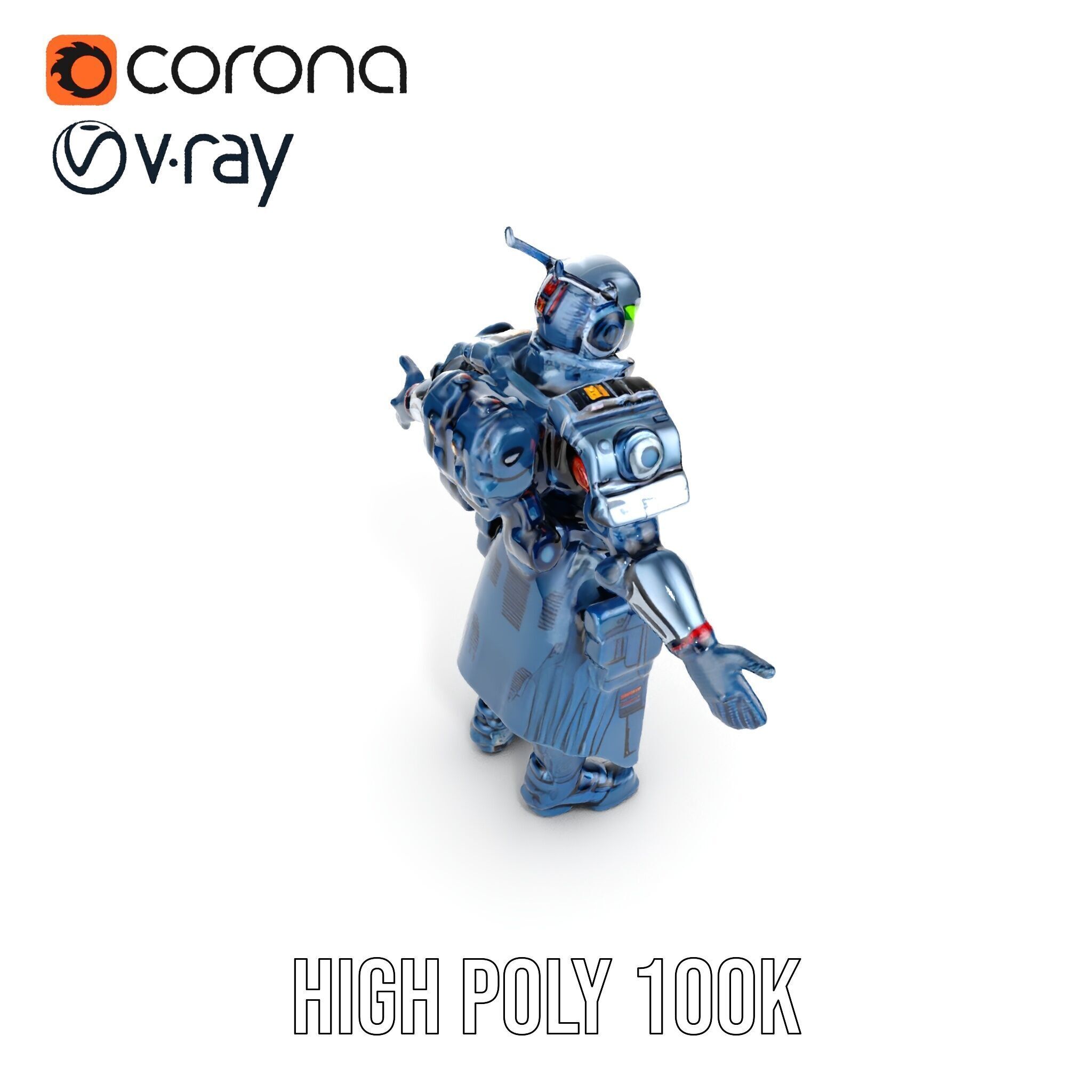 Futuristic Armored Soldier Rigged and Animated Character Model Low-poly 3D model_30