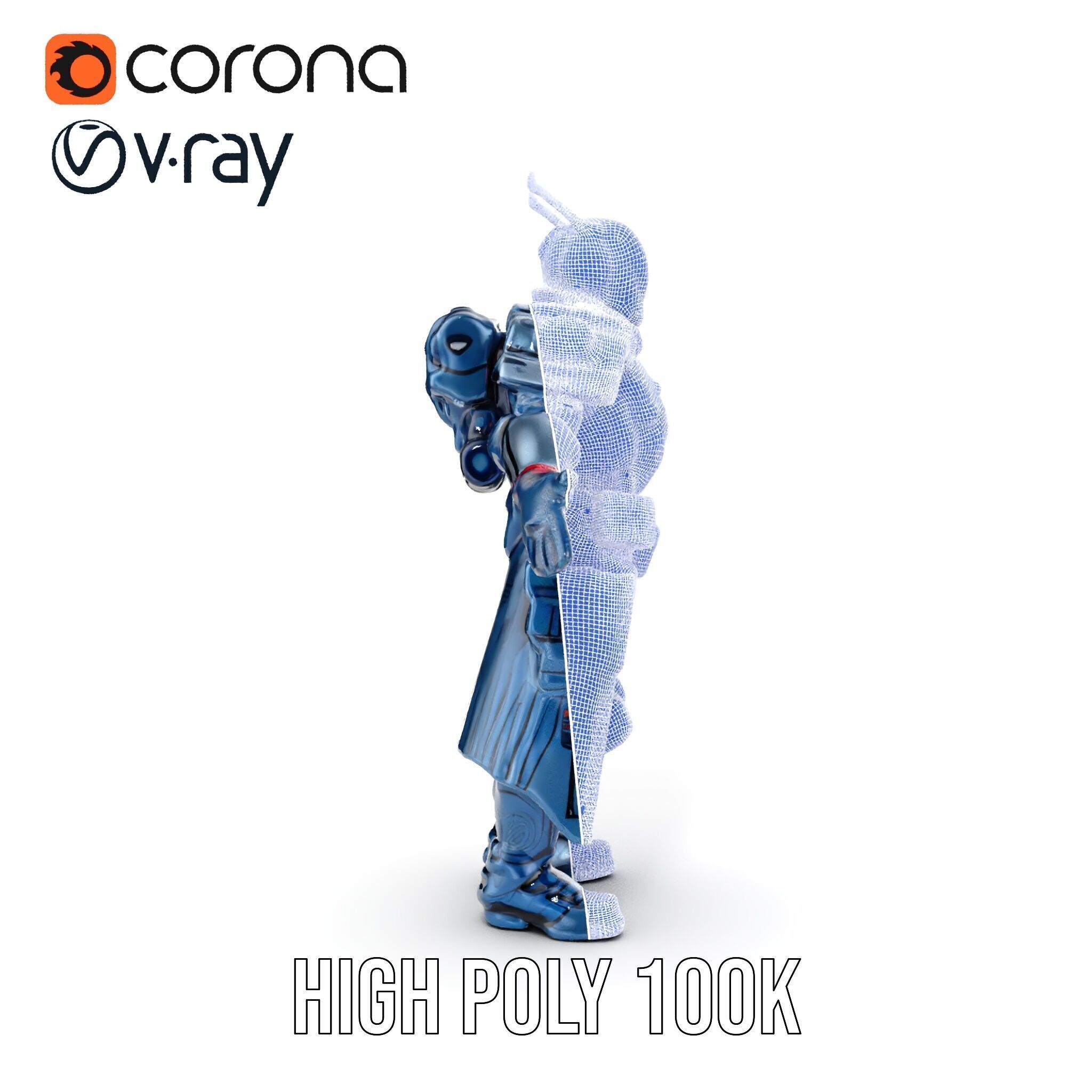 Futuristic Armored Soldier Rigged and Animated Character Model Low-poly 3D model_40