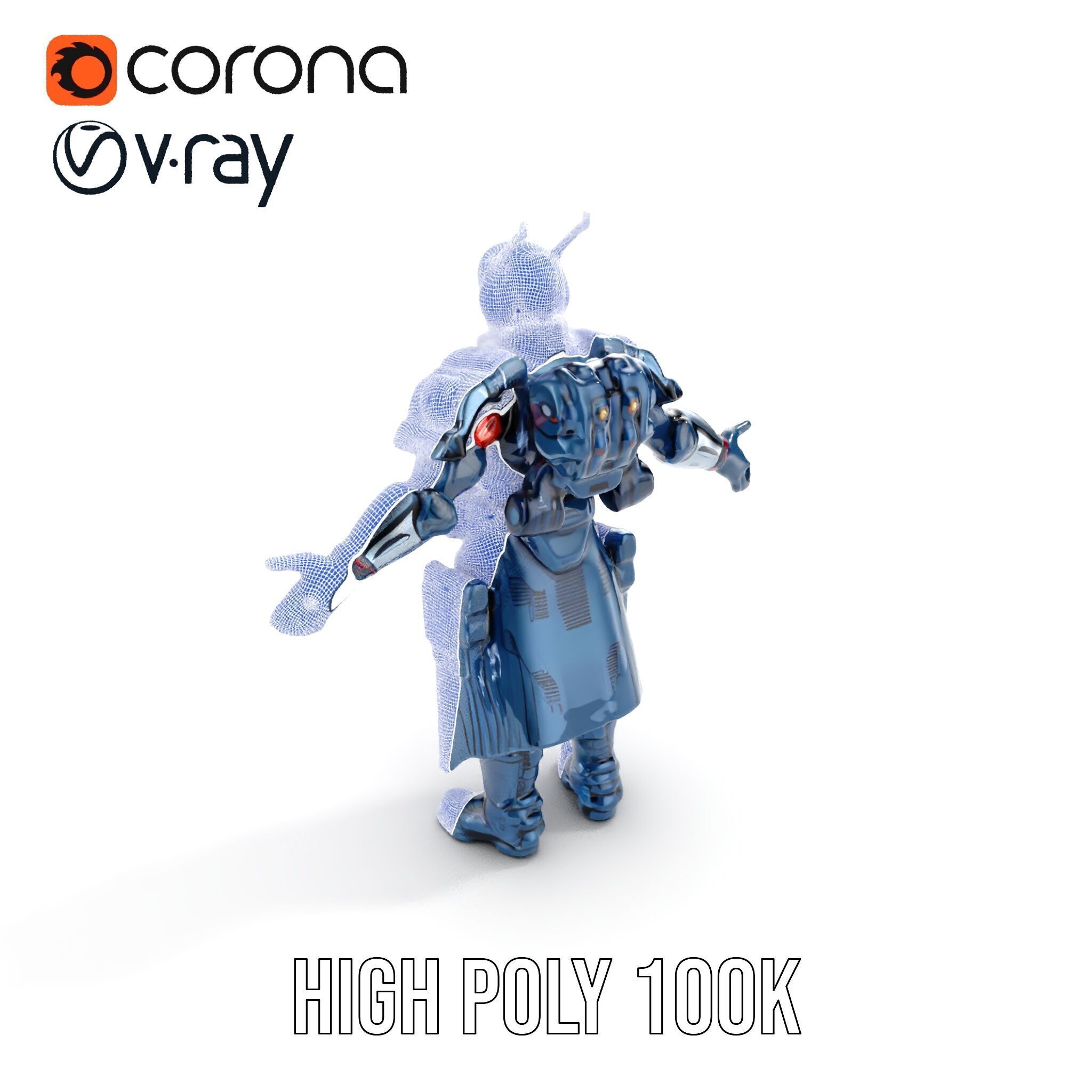 Futuristic Armored Soldier Rigged and Animated Character Model Low-poly 3D model_33