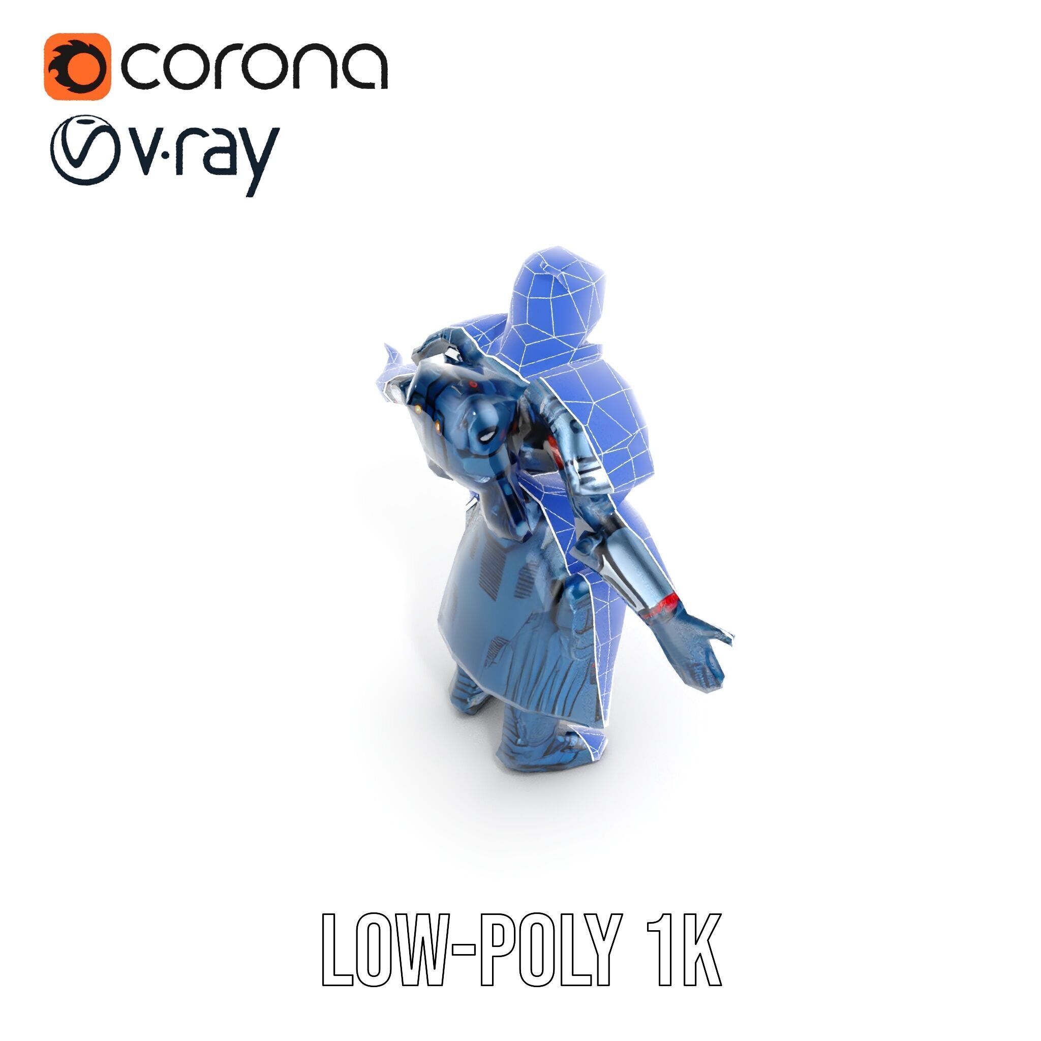 Futuristic Armored Soldier Rigged and Animated Character Model Low-poly 3D model_16