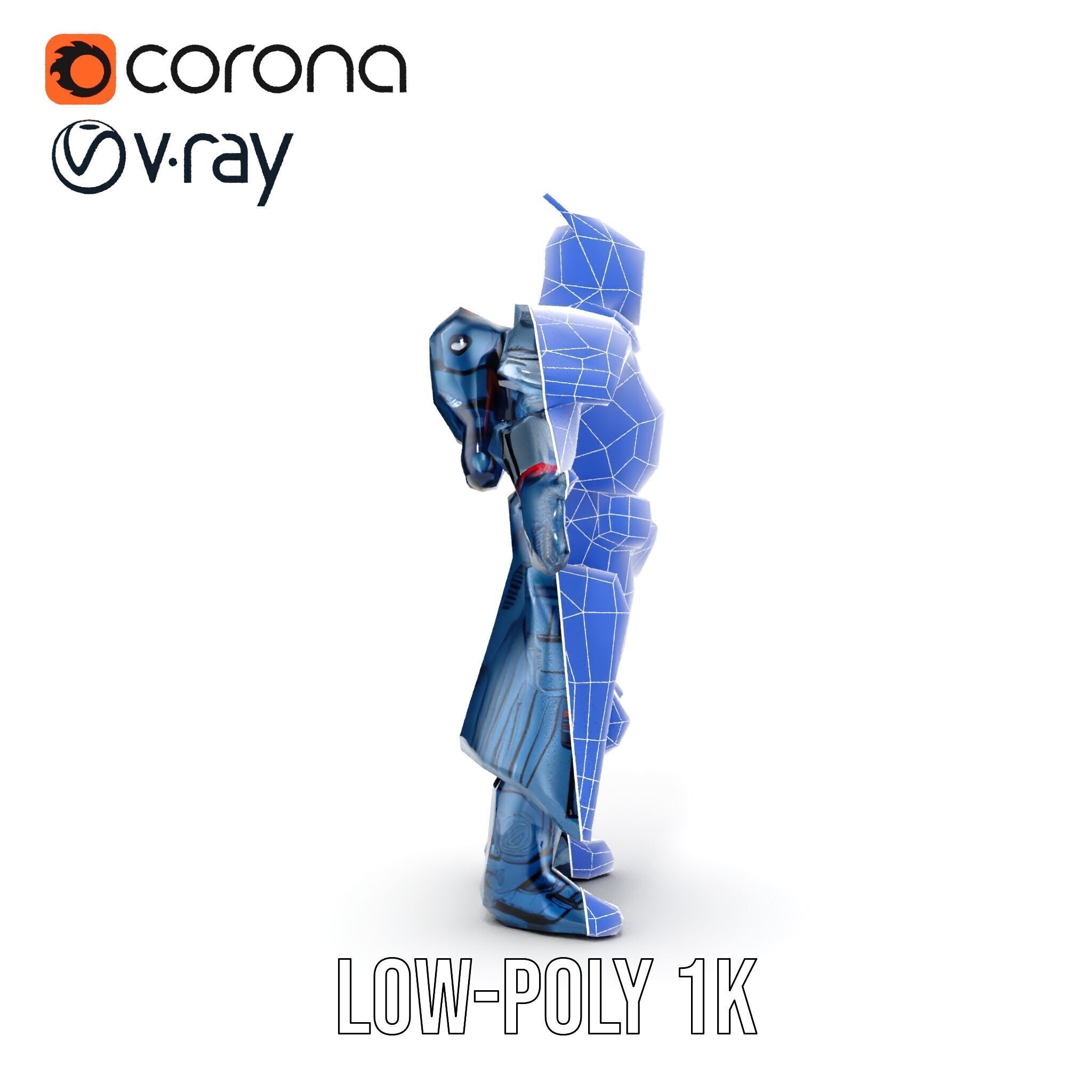 Futuristic Armored Soldier Rigged and Animated Character Model Low-poly 3D model_32