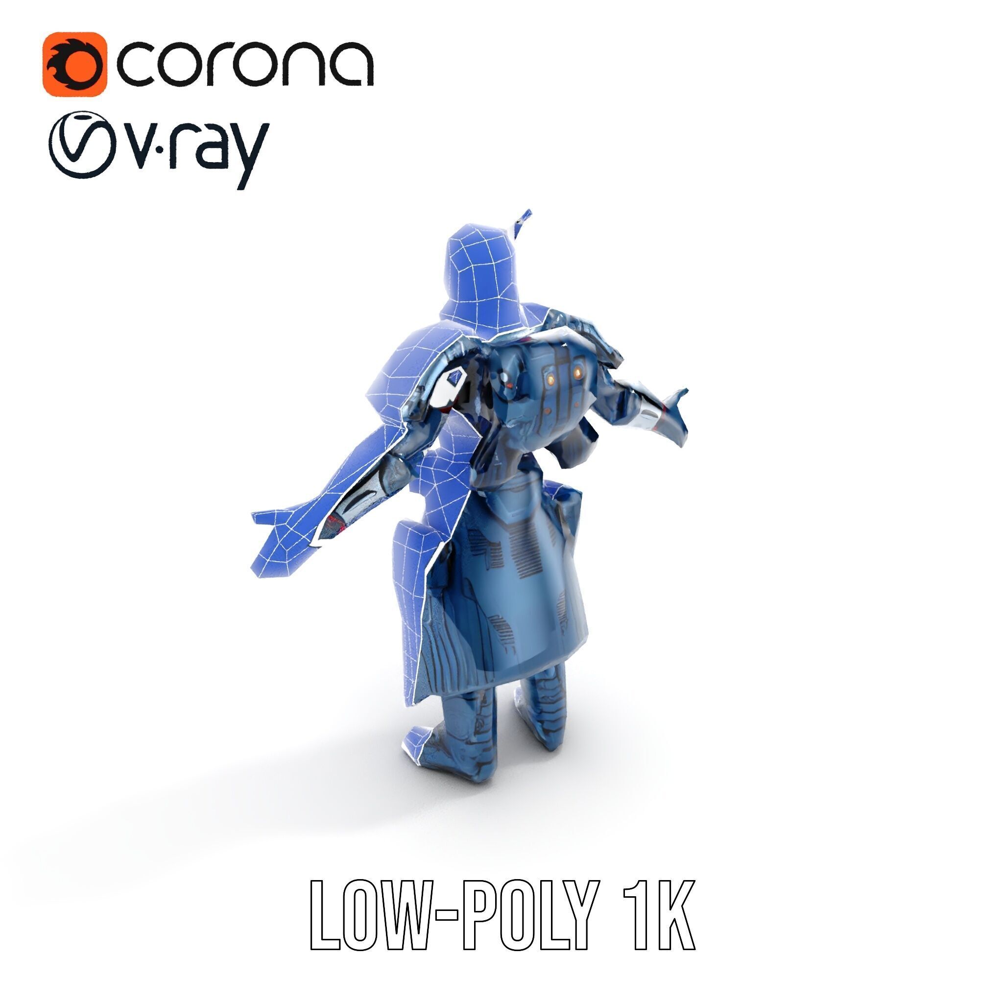Futuristic Armored Soldier Rigged and Animated Character Model Low-poly 3D model_21