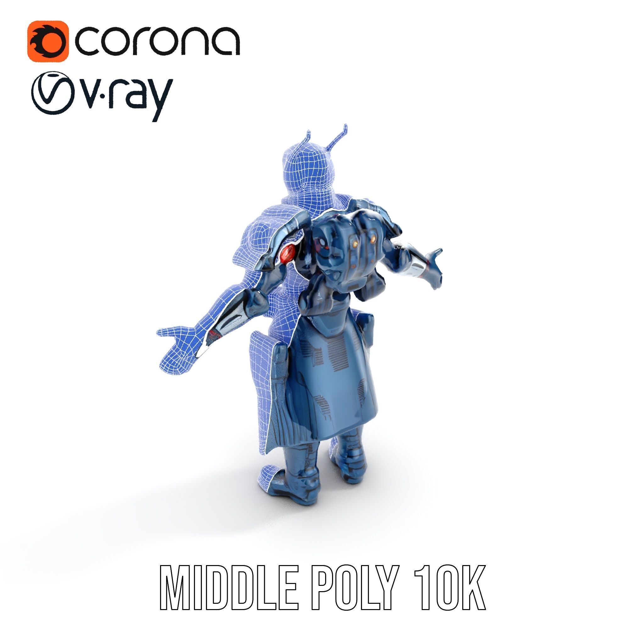 Futuristic Armored Soldier Rigged and Animated Character Model Low-poly 3D model_31