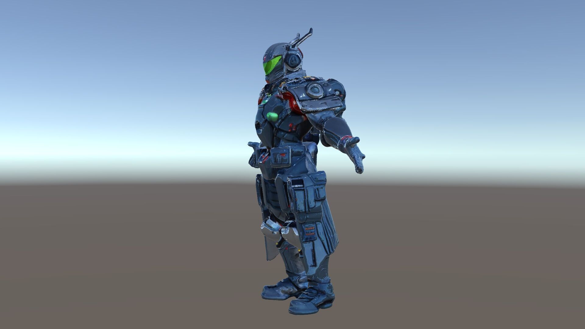 Futuristic Armored Soldier Rigged and Animated Character Model Low-poly 3D model_6