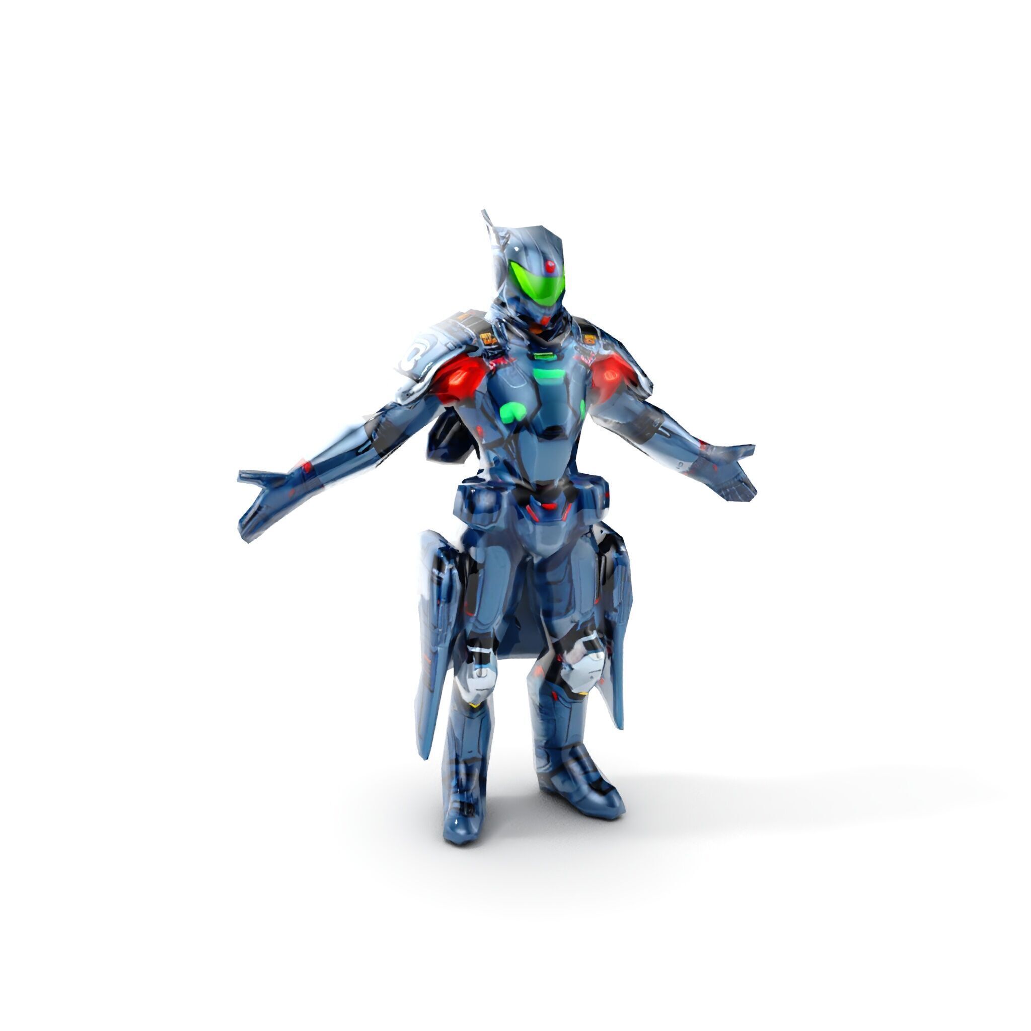 Futuristic Armored Soldier Rigged and Animated Character Model Low-poly 3D model_8