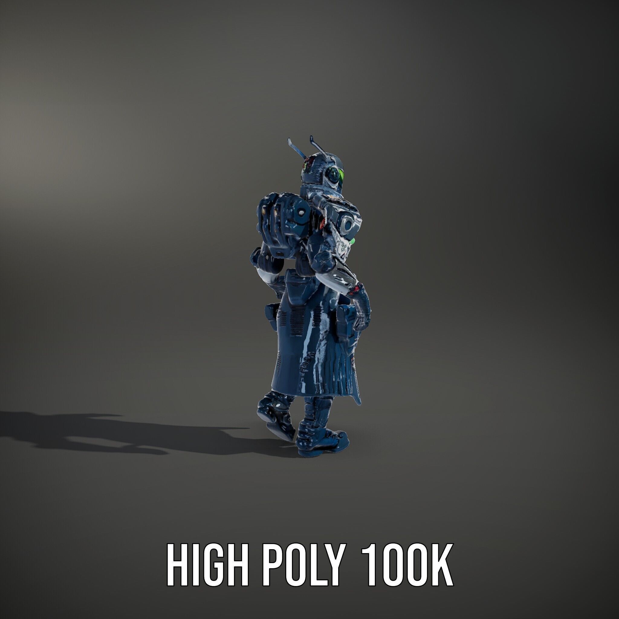 Futuristic Armored Soldier Rigged and Animated Character Model Low-poly 3D model_9